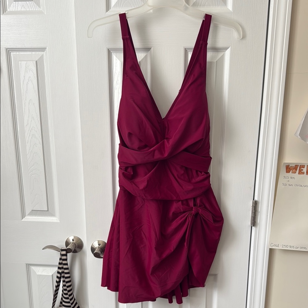 BloomChic Burgundy Women Swim One Piece